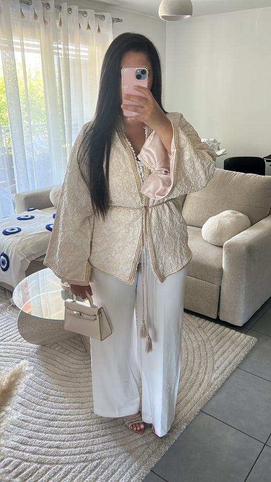Kimono brocard beige
